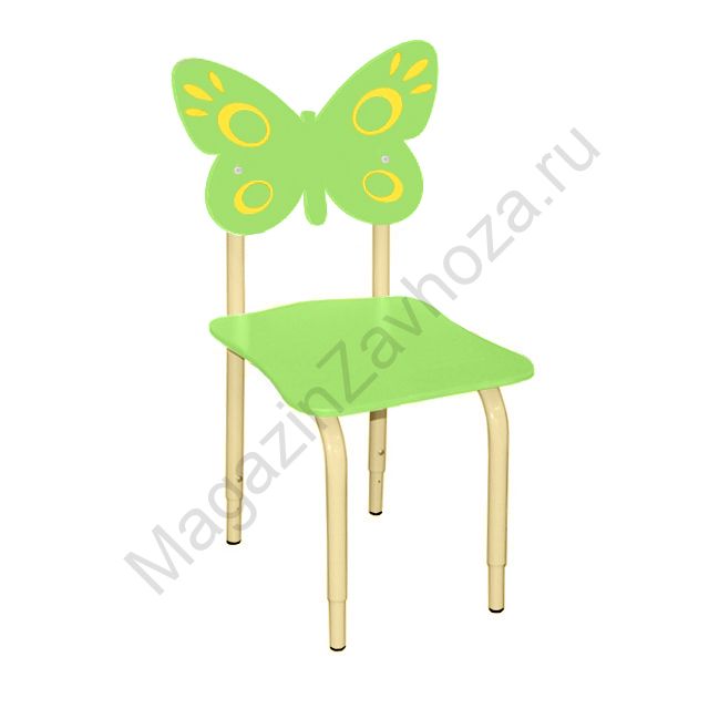 СТУЛ ДЕТСКИЙ НА МЕТАЛЛОКАРКАСЕ РЕГУЛИРУЕМЫЙ БАБОЧКИ 118 ЛАЙМ