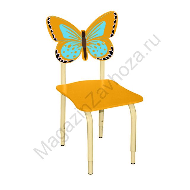 СТУЛ ДЕТСКИЙ НА МЕТАЛЛОКАРКАСЕ РЕГУЛИРУЕМЫЙ БАБОЧКИ 122 ОРАНЖЕВЫЙ-ГОЛУБОЙ