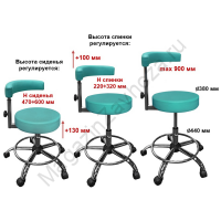 Стул врача-стоматолога или ассистента М105-02 газлифт на роликах