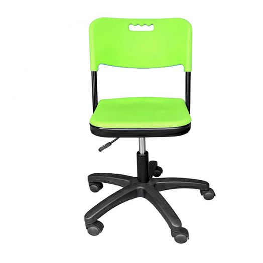 ИНСК-19-3 Стул ученический подъёмно-поворотный на газ лифте (Антивандальный зелёный пластик)