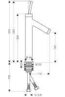 Смеситель Hansgrohe AXOR Starck для раковины 10123000 схема 1