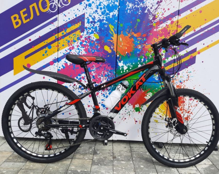 Алюминиевый Велосипед детский 24" Vokat для детей Черно-красный