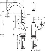 Смеситель Hansgrohe Novus для раковины 71126000 схема 1