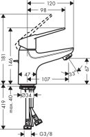 Смеситель Hansgrohe Novus Loop для раковины 71080000 схема 1