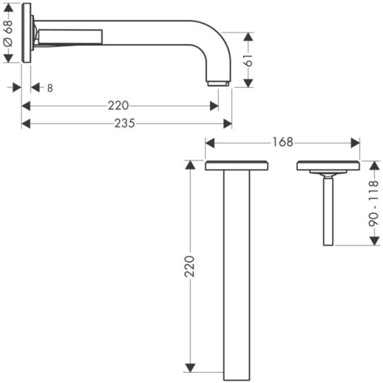 Смеситель Hansgrohe AXOR Citterio для раковины 39116000 схема 1