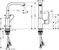 Смеситель Hansgrohe Metris для раковины 31187000 схема 1