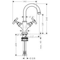 Смеситель Hansgrohe AXOR Montreux для раковины 16505820 схема 1