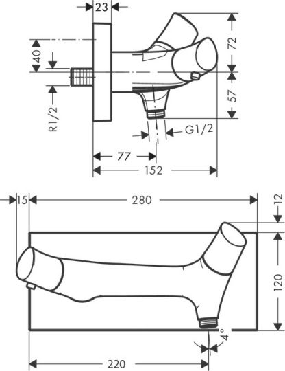 Смеситель Hansgrohe AXOR Starck Organic термостат для душа 12602000 ФОТО