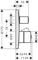 Смеситель Hansgrohe AXOR Uno для ванны/душа 45407000 схема 1