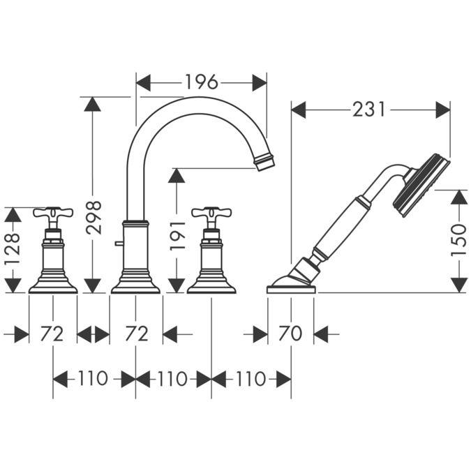 Смеситель Hansgrohe AXOR Montreux для ванны с душем 16544820 ФОТО