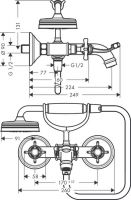 Смеситель Hansgrohe AXOR Montreux для ванны с душем 16540820 схема 1