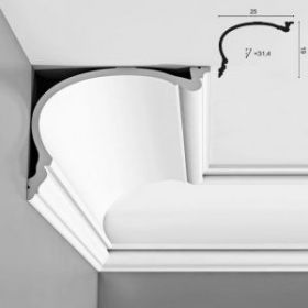 Карниз Гладкий Orac Decor С343 Д200xШ25xВ19 см Лепнина из Полиуретана / Орак Декор