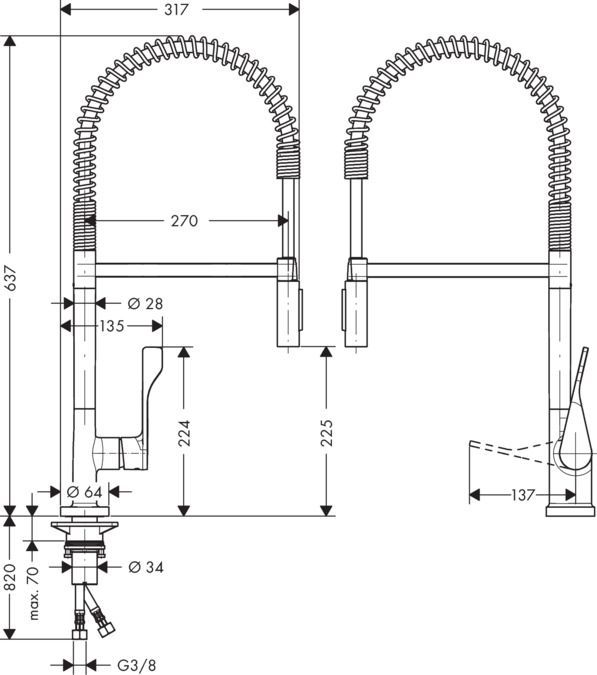 Смеситель Hansgrohe AXOR Citterio для кухни 39840800 схема 2