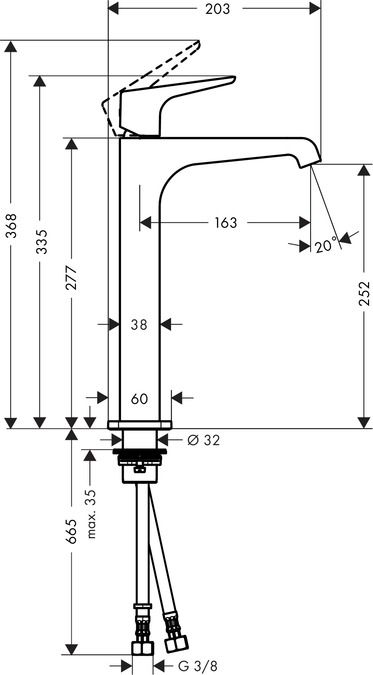 Смеситель Hansgrohe AXOR Citterio E для раковины 36113000 схема 2