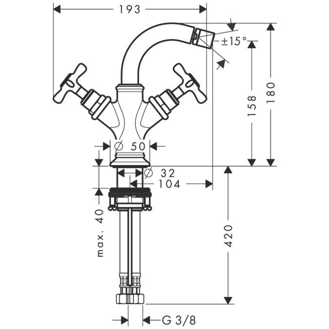 Смеситель Hansgrohe AXOR Montreux для биде 16520820 схема 1