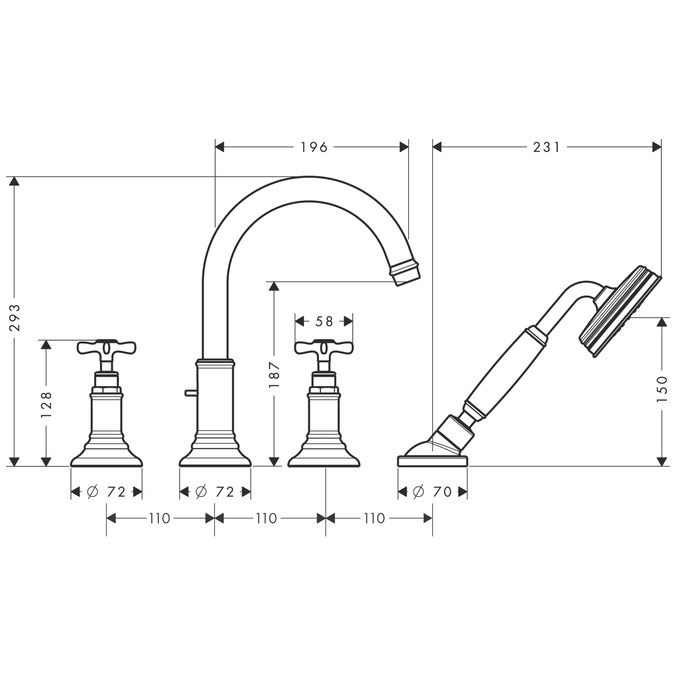 Смеситель Hansgrohe AXOR Montreux для ванны с душем 16546820 ФОТО