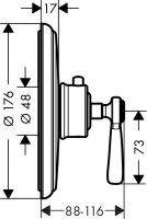 Смеситель Hansgrohe AXOR Montreux Highflow для душа 16824000 схема 1