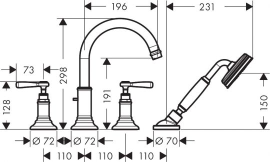 Смеситель Hansgrohe AXOR Motreux для ванны с душем 16550820 ФОТО