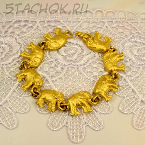 Брошь "Слоники" цвет золота (AJC США)