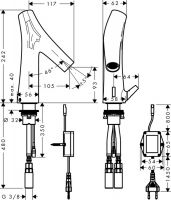 Смеситель Hansgrohe AXOR Starck Organic сенсорный для раковины 12173000 схема 1