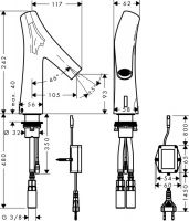Смеситель Hansgrohe AXOR Starck Organic сенсорный для раковины 12174000 схема 1