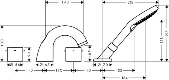 Смеситель Hansgrohe AXOR Starck для ванны с душем 10444000 ФОТО