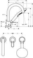 Смеситель Hansgrohe AXOR Uno для ванны с душем 38436000 схема 1