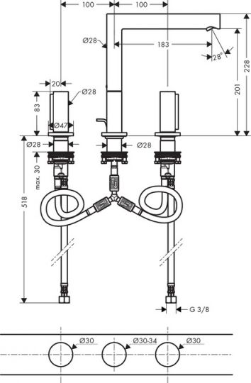 Смеситель Hansgrohe AXOR Uno для раковины 45133000 ФОТО