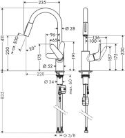 Смеситель Hansgrohe Focus для кухни 31815800 схема 1