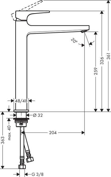 Смеситель Hansgrohe Metropol для раковины 74512000 схема 1