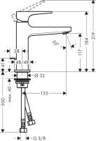 Смеситель Hansgrohe Metropol для раковины 74506000 схема 1