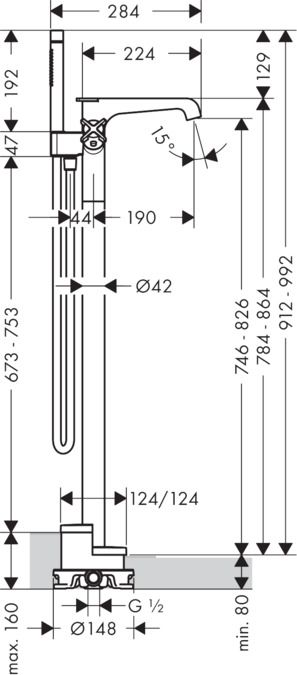 Смеситель Hansgrohe AXOR Citterio E для ванны с душем 36416000 ФОТО