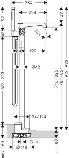 Смеситель Hansgrohe AXOR Citterio E для ванны с душем 36416000 ФОТО