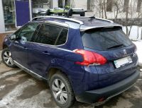 Багажник на рейлинги Peugeot 2008, c 2013 г-..., FicoPro R-53, серебристый, крыловидные аэродуги