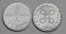 Финляндия 1 пенни 1969-1979 VF-XF