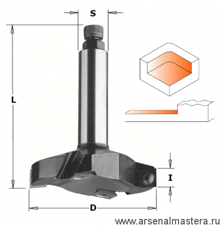 Фреза Z3 с тремя сменными поворотными ножами для слэбов HM Z3 D 80 x 12 S20 RH CMT 663.003.11