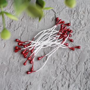 Тычинки для цветов, бордовые блестящие - 20 шт.