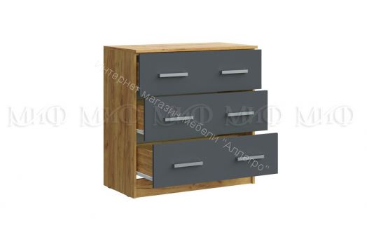 Комод Бася с 3-мя ящиками Графит/Дуб крафт