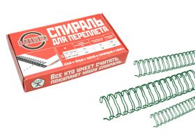 Спираль для переплёта в нарезке 3/4, d19 мм, шаг 2:1, ЗЕЛЕНЫЙ