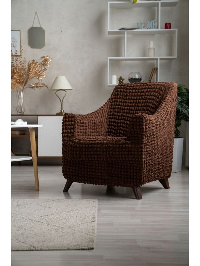 Чехол на кресло без оборки 1 шт., Шоколад