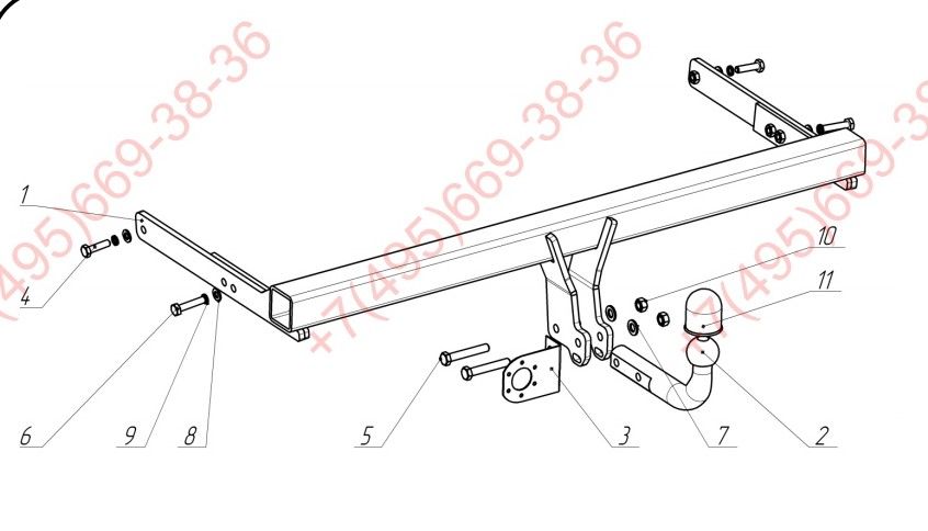 Фаркоп на Skoda Kodiaq 2017-, Volkswagen Tiguan II 2016-, без выреза в бампере. Тип шара: A. Нагрузки: 2530/100 кг (без электрики в комплекте)