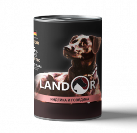 Ландор для щенков всех пород индейка с говядиной 400г