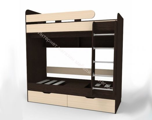 Кровать двухъярусная Юниор-5 0,8*1,9 м, Дуб молочный/Розовый