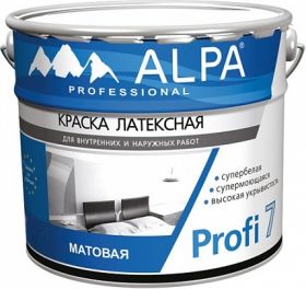 Краска Латексная Profi 7 0.5л Супербелая Alpa Супермоющаяся