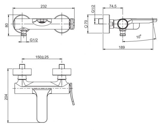 Fima carlo frattini смеситель для ванны Flo F3804/1 схема 2