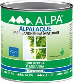 Эмаль для Дерева и Металла Alpa Alpalaque 2.5л Матовая, Алкидная, Белая / Альпа