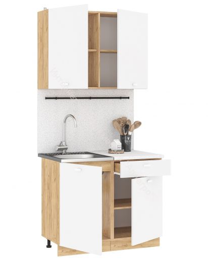 Кухонный гарнитур "Дана" 1 м  Дуб крафт золотой/Белый