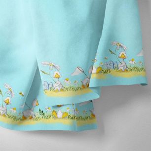 Хлопок - Бордюр Гуси на полянке на голубом 25х75 см limit