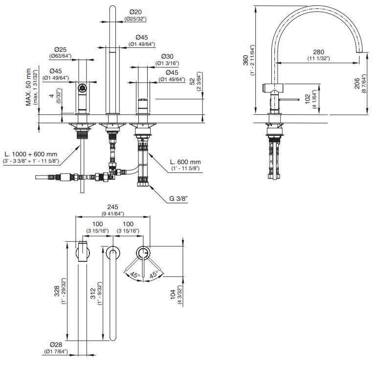 Смеситель для кухонной мойки Cea Design INV 88 схема 2