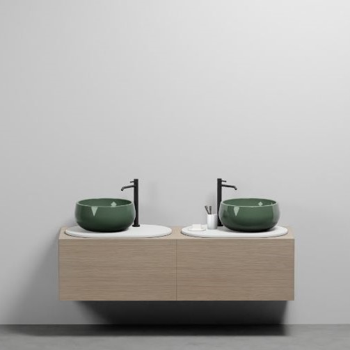 Изображение Подвесной комплект с двумя раковинами Cielo Delfo 152х48